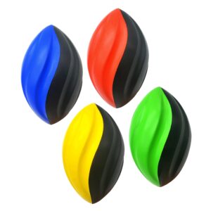 Small Spiral Foam Footballs 4 Pack -  Red, Yellow, Green, Blue (7 Inch)