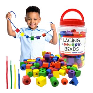 Wooden Lacing Beads - 120 Count