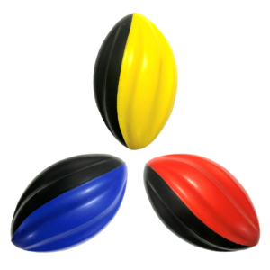 Mini Spiral Foam Footballs 3 Pack - Red, Blue, Yellow (5 Inch)