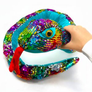 5 Foot Snake Stuffed Animal with Reversible Flipping Sequins